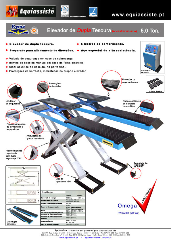Elevador de dupla tesoura para centros de inspec&ccedil;&atilde;o tipo B